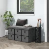 Gestoffeerde schoenenbank, 6 schoenenvakken, mdf frame, linnenlook, grijs 2