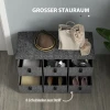 Gestoffeerde schoenenbank, 6 schoenenvakken, mdf frame, linnenlook, grijs 6