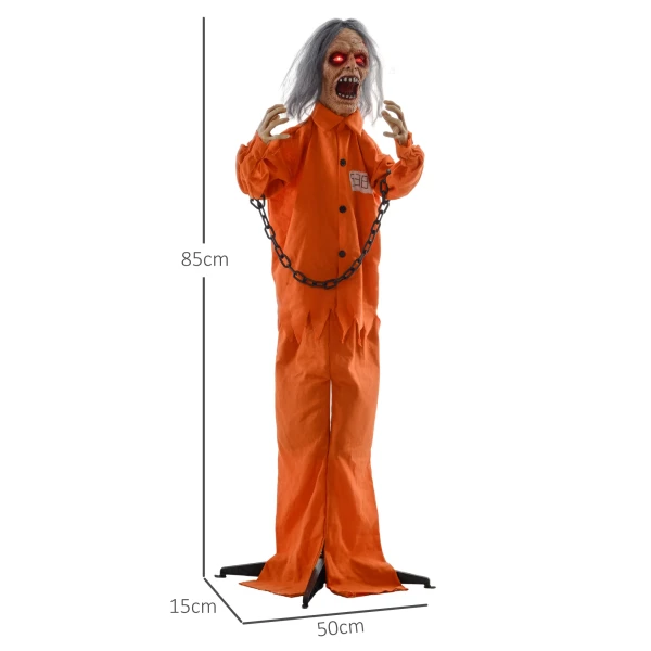 Gevangene geest, halloween decoratie, griezelige geluiden, rode ogen, beweegbaar, oranje 4