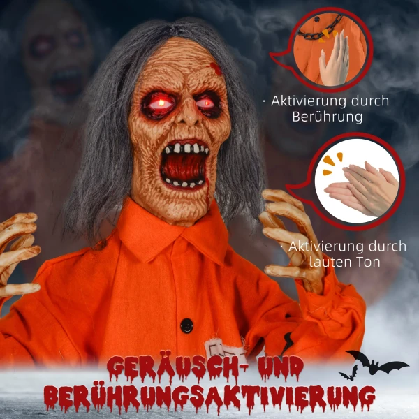 Gevangene geest, halloween decoratie, griezelige geluiden, rode ogen, beweegbaar, oranje 7