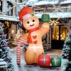 Gingerbread man met suikerstok, 2,45 m hoog, opblaasbaar, witte led verlichting, 170 x 100 x 245 cm 2