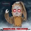 Griezel pop halloween decoratie, beweegbaar hoofd, rode ogen, batterij aangedreven 5