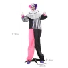 Griezelige clown halloween decoratie, beweegbaar, lachfunctie, roze+paars 4