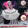 Griezelige clown halloween decoratie, beweegbaar, lachfunctie, roze+paars 7