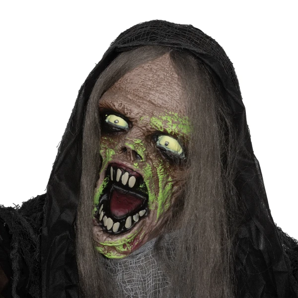 Groen monster, halloween decoratie, griezelige geluidseffecten, rode ogen, beweegbaar, 183 cm 9