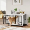 Grote hondenbox, eenvoudige toegang, afsluitbaar, draaibare komhouder, voor kleine en grote honden, wit 2