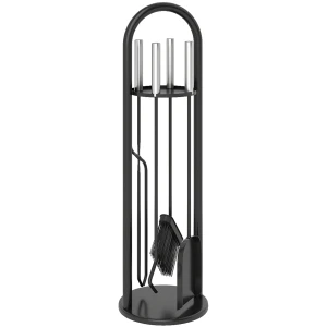 Haardgereedschap set 5 delig haardaccessoires met bezem, schep, pook tang standaard 1