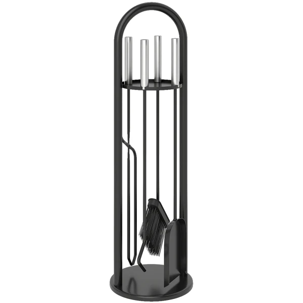 Haardgereedschap set 5 delig haardaccessoires met bezem, schep, pook tang standaard 1