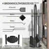 Haardgereedschap set 5 delig haardaccessoires met bezem, schep, pook tang standaard 5