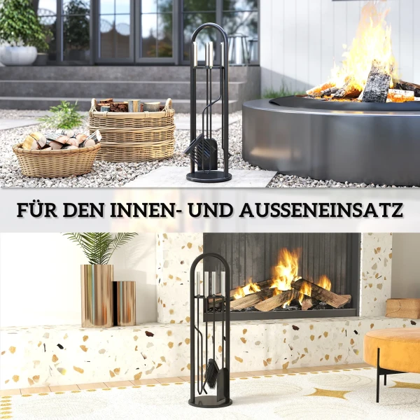 Haardgereedschap set 5 delig haardaccessoires met bezem, schep, pook tang standaard 7