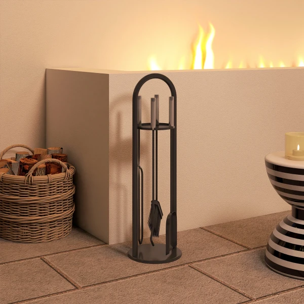 Haardgereedschap set 5 delig haardaccessoires met bezem, schep, pook tang standaard 9