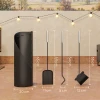 Haardgereedschapset 4 delig haardaccessoires met bezem, schep, pook en mand, haardset, metaal, zwart 4