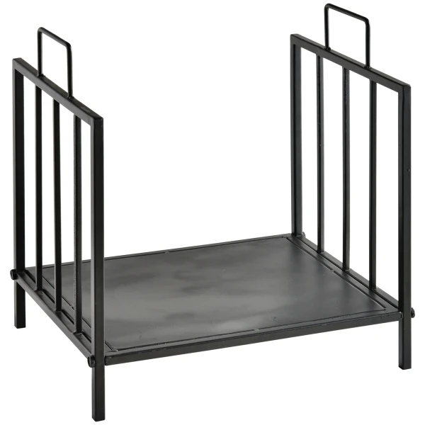 Haardhoutrek voor binnen 44,5 x 33 x 46,5cm brandhoutrek met handvatten voor brandhout, haardhout metaal zwart 1