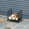 Haardhoutrek voor binnen 44,5 x 33 x 46,5cm brandhoutrek met handvatten voor brandhout, haardhout metaal zwart 2