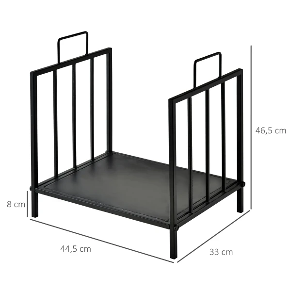 Haardhoutrek voor binnen 44,5 x 33 x 46,5cm brandhoutrek met handvatten voor brandhout, haardhout metaal zwart 4