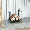 Haardhoutrek voor binnen 44,5 x 33 x 46,5cm brandhoutrek met handvatten voor brandhout, haardhout metaal zwart 8
