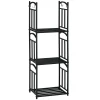 Haardhoutrek voor binnen 46 x 32 x 126 cm 3 niveaus brandhoutrek met 4 haken metaal zwart 1