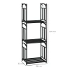 Haardhoutrek voor binnen 46 x 32 x 126 cm 3 niveaus brandhoutrek met 4 haken metaal zwart 4