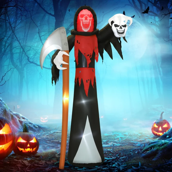 Halloween decoratie 3,7 m reusachtige magere hein met led verlichting lichtgevende luchtfiguur voor buiten 2