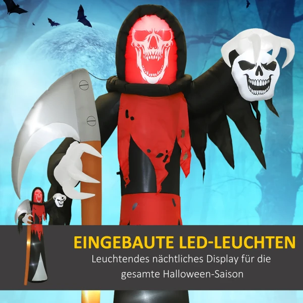 Halloween decoratie 3,7 m reusachtige magere hein met led verlichting lichtgevende luchtfiguur voor buiten 5