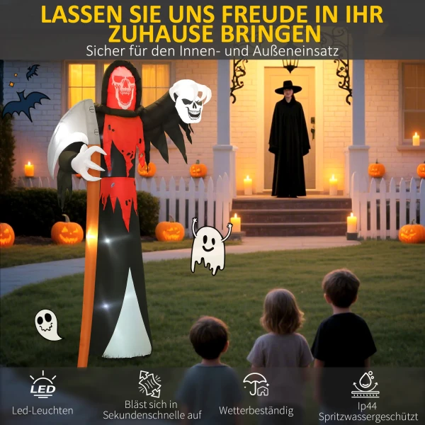 Halloween decoratie 3,7 m reusachtige magere hein met led verlichting lichtgevende luchtfiguur voor buiten 6