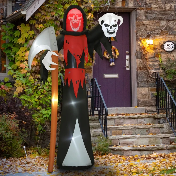 Halloween decoratie 3,7 m reusachtige magere hein met led verlichting lichtgevende luchtfiguur voor buiten 9