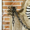 Halloween decoratie, hangend skelet, gloeiend hoofd, griezelig gehuil, buigzame armen, khaki 9