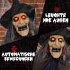 Halloween decoratie heks met bezem, gloeiende ogen, griezelige geluiden, buigzame armen, 107x65x190 cm 6
