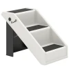 Hondentrap 3 treden 36,5 cm hoog huisdiertrap voor kleine honden inklapbaar voor bed, sofa, bank auto crèmewit 1