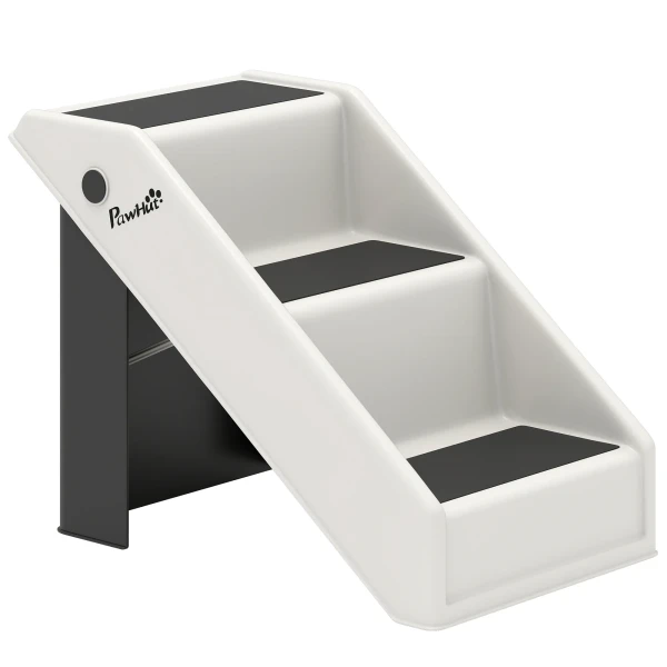 Hondentrap 3 treden 36,5 cm hoog huisdiertrap voor kleine honden inklapbaar voor bed, sofa, bank auto crèmewit 1