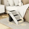 Hondentrap 3 treden 36,5 cm hoog huisdiertrap voor kleine honden inklapbaar voor bed, sofa, bank auto crèmewit 4