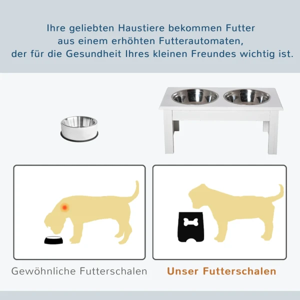 Hondenvoerstation, antislip, 44 x 24 x 15cm, wit, 0,9l per kom 5
