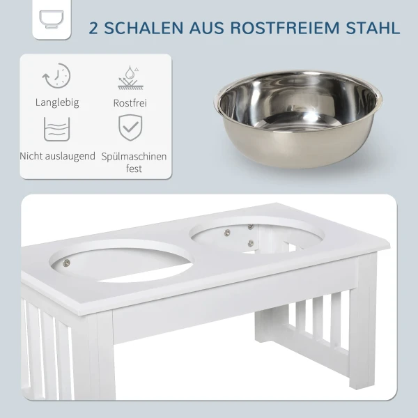 Hondenvoerstation, antislip, 44 x 24 x 15cm, wit, 0,9l per kom 6