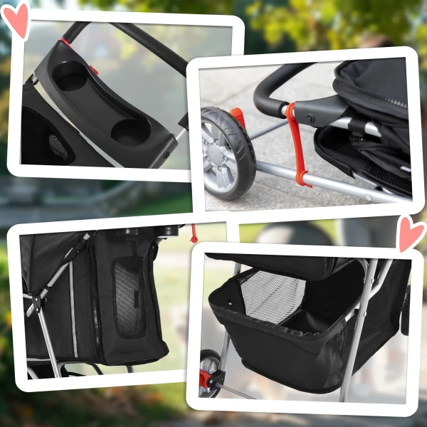 Hondenwagen hondenbuggy inklapbaar voor honden & katten tot 10 kg 75 x 45 x 97 cm donkergrijs 9