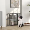 Huisdiertoegangspoort, 77 cm traphek, verstelbare breedte 76 104 cm, met kattendeur, voor trappen en deuropeningen, zwart 2