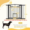 Huisdiertoegangspoort, 77 cm traphek, verstelbare breedte 76 104 cm, met kattendeur, voor trappen en deuropeningen, zwart 4