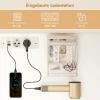 Kaptafel met verstelbare led spiegel, stopcontacten, 6 laden, 2 open rekken, wit 7