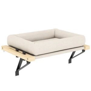 Kattenhuis met beugel voor vensterbanken en verwarming, kussen, houten frame, wit 1