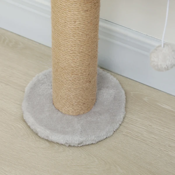 Kattenkrabpaal, 5 traps ontwerp, speelgoed, sisalpalen, pluche stof, lichtgrijs 10