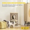 Kattenvat, krabpaal met 2 niveaus, springplatform, uitzichtpunt, krabmat, om te rusten en spelen, beige 5