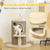 Kattenvat, krabpaal met 2 niveaus, springplatform, uitzichtpunt, krabmat, om te rusten en spelen, beige 7