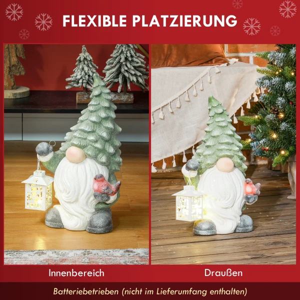 Kerst kabouter met lantaarn, led, op batterijen, weerbestendig, 28x21x42 cm 6