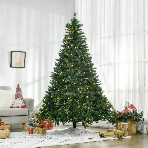 Kerstboom, 700 warmwitte led's, 2154 takken, brandvertragend, kunststof/metaal, 210 x 142 cm, groen 2