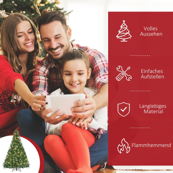 Kerstboom, 700 warmwitte led's, 2154 takken, brandvertragend, kunststof/metaal, 210 x 142 cm, groen 5