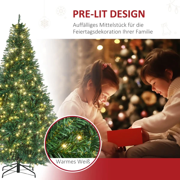 Kerstboom, 700 warmwitte led's, 2154 takken, brandvertragend, kunststof/metaal, 210 x 142 cm, groen 6