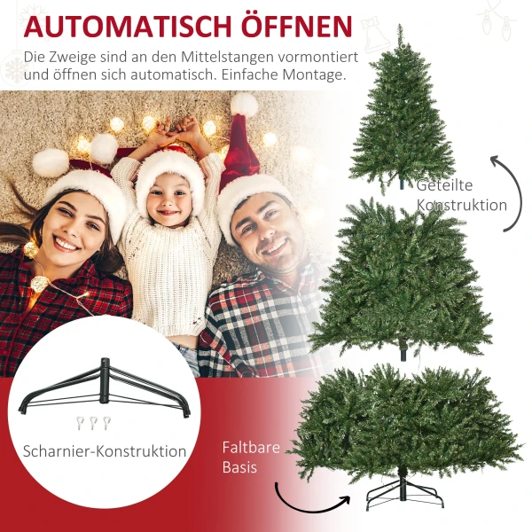 Kerstboom, 700 warmwitte led's, 2154 takken, brandvertragend, kunststof/metaal, 210 x 142 cm, groen 7