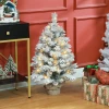 Kerstboom 92 cm, led verlichting, sneeuwtakken, dennenappels, vlamvertragend, betonnen voet 2