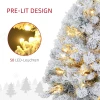 Kerstboom 92 cm, led verlichting, sneeuwtakken, dennenappels, vlamvertragend, betonnen voet 6