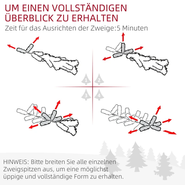 Kerstboom 92 cm, led verlichting, sneeuwtakken, dennenappels, vlamvertragend, betonnen voet 8