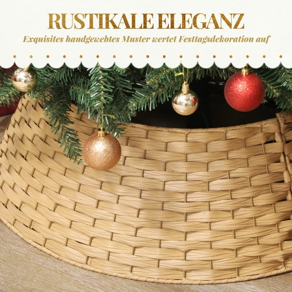 Kerstboomrok, Ø 68cm kerstboomkraag van kunststof, voor de kerstboomstandaard, kerstboomstandaard afdekking voor thuis, feest, decoratie, natuurhout 6